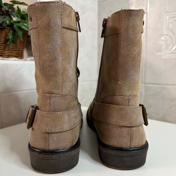 Material Girl Suede Lace up with Buckle Boots. Size 10 Color Congac - Picture 5 of 9